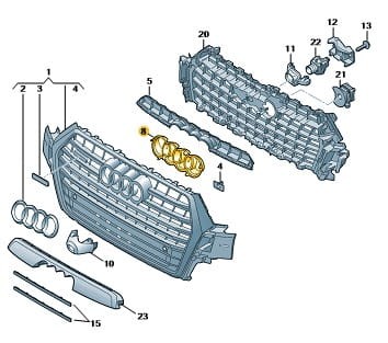4M0853169C Nowa oryginalna nakładka atrapy chłodnicy z asystentem Night Vision Audi Q7