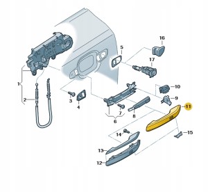 Osłona klamki gruntowany 8W0837239GRU Oryginalny OE
