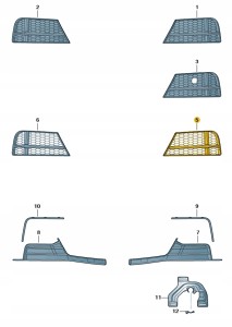 Kratka wlotu powietrza czarny satynowy/c 8V3807681AEBMO Oryginalny OE