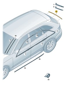 Listwa ozdobna pokrywy tylnej czerń błyszcząca 8W9853927AT94 Oryginalny OE