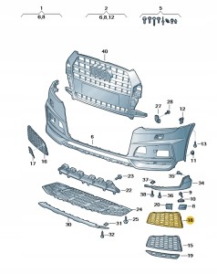 Kratka wlotu powietrza czerń błyszcząca 8U0807682TT94 Oryginalny OE