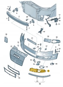 Kratka wlotu powietrza czerń satynowa 8E0807682F01C Oryginalny OE