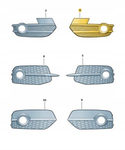 Kratka wlotu powietrza czerń satynowa 8U0807681ASP9 Oryginalny OE