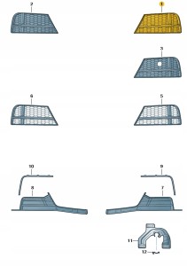 Kratka wlotu powietrza satinschwarz/dark 8V3807681ABESM Oryginalny OE