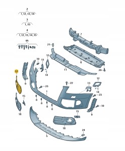 Kratka wlotu powietrza czarny satynowy 8R0807682JBJI Oryginalny OE