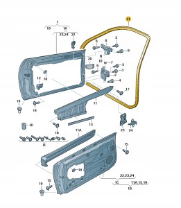 Uszczelka drzwi wewnętrzna soul (czerń) 8P3831721K28P Oryginalny OE