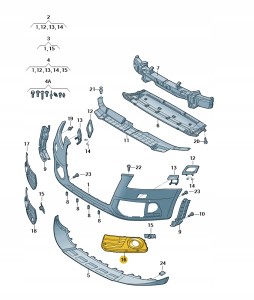 Kratka wlotu powietrza czarny satynowy/c 8R0807681MBJI Oryginalny OE