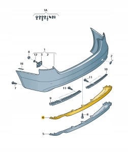 Spojler czerń satynowa 8K0807521G01C Oryginalny OE