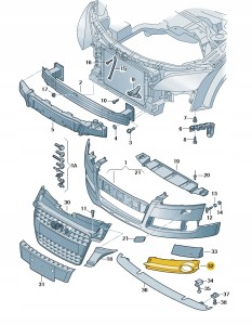Kratka wlotu powietrza czerń satynowa 8J0807681B01C Oryginalny OE