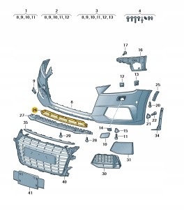 Siatka czerń satynowa 8S0807647A9B9 Oryginalny OE