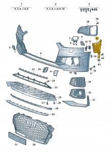 Kierownica powietrza czerń błyszcząca 8W6121764BT94 Oryginalny OE