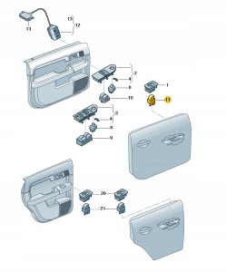 Przełącznik elektrycznego podnoszenia 8Z0959855C5PR Oryginalny OE