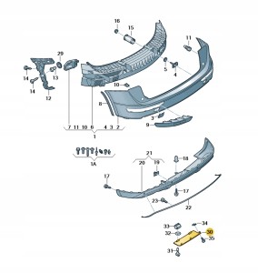 Listwa zderzaka szary platinum 8R0807819M1RR Oryginalny OE
