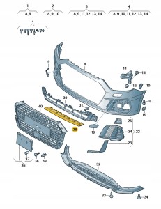Przedni spoiler, brylantowy czarny 82A807719Y9B Oryginalny OE