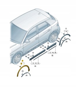 Nakładka krawędzi nadkola antracyt 83A8537184W3 Oryginalny OE
