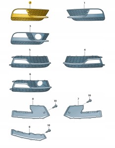 Kratka wlotu powietrza czerń satynowa 8T0807682H01C Oryginalny OE