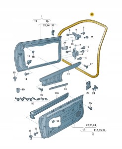 Uszczelka drzwi wewnętrzna soul (czerń) 8P4831721C28P Oryginalny OE
