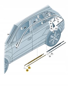 Uszczelka zgarniająca z listwą ozdobną c 8R0853284F2ZZ Oryginalny OE
