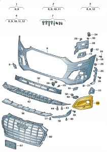 Kratka wlotu powietrza satinschwarz/bril 80A807680AFBMT Oryginalny OE