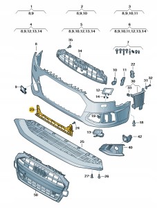 Siatka czerń satynowa 8W0807683E9B9 Oryginalny OE