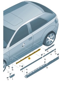 Listwa ochronna drzwi gruntowany 8P3853953DGRU Oryginalny OE