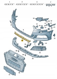Siatka czerń satynowa 8V3807647C9B9 Oryginalny OE