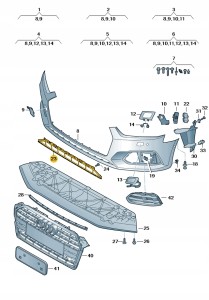 Siatka czerń satynowa 8W68076839B9 Oryginalny OE