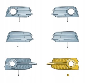Kratka wlotu powietrza czerń satynowa 8X0807681B01C Oryginalny OE