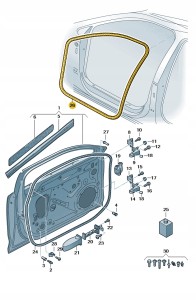 Uszczelka drzwi wewnetrzna 8W0831721C Oryginalny OE