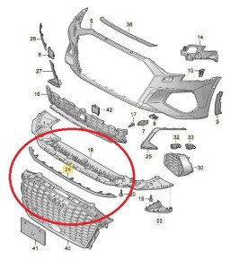 Spoiler zderzaka przedniego Audi A3 8Y 8Y0807110A