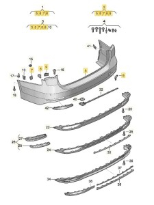 Poszycie zderzaka tylnego do Audi A6 4A 4K5807067A GRU